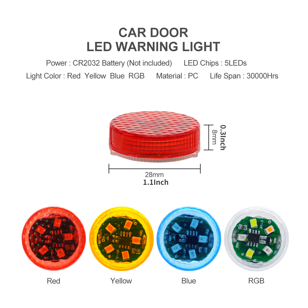 4PCS Mini LED Car Door Warning Lights Wireless Magnetic Sensor Anti-Rear Collision Safety Signal Lamps