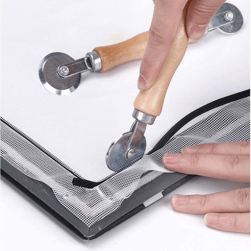 Ручной ролик для сплайна с деревянной ручкой и стальными колесами для установки сетчатых дверей