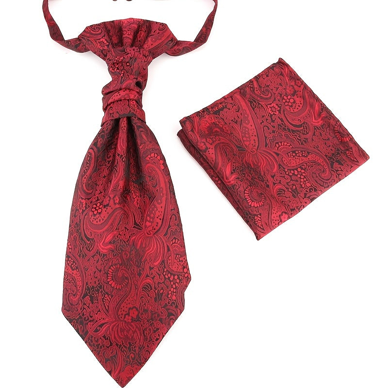 Men's Paisley Pattern Necktie and Pocket Square Set for Gifting