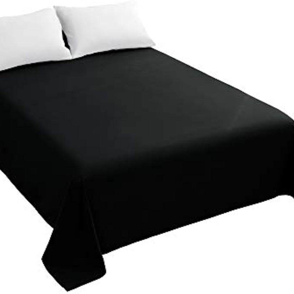 Sábana plana transpirable ultra suave, resistente a las arrugas, doble cepillado, lavable a máquina