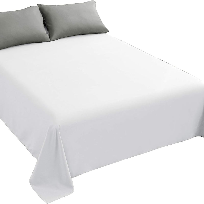 Sábana plana transpirable ultra suave, resistente a las arrugas, doble cepillado, lavable a máquina