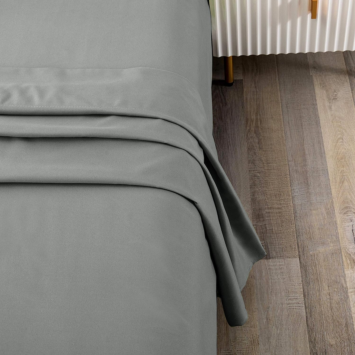 Sábana plana transpirable ultra suave, resistente a las arrugas, doble cepillado, lavable a máquina