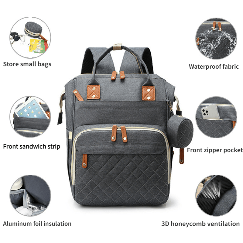 Mommy Diaper Bag Backpack with Multiple Pockets and Insulated Bottle Holders