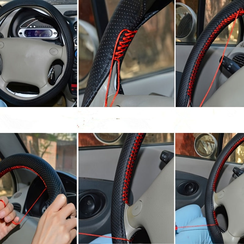 Universal charm leather rul boshqaruv g'ildiragi qoplamasi qo'lda tikilgan, sirpanmaydigan, 38cm ga mos keladi