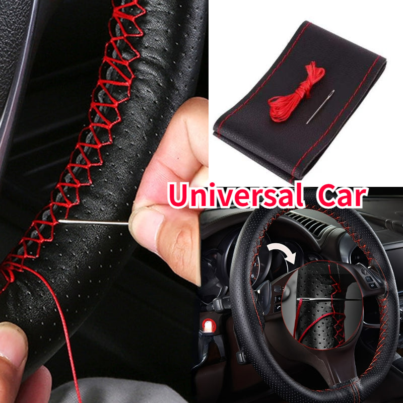 Universal charm leather rul boshqaruv g'ildiragi qoplamasi qo'lda tikilgan, sirpanmaydigan, 38cm ga mos keladi