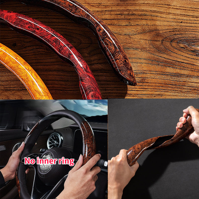 Universal Car Steering Wheel Cover 15 Inch Peach Wood Grain Anti-Skid