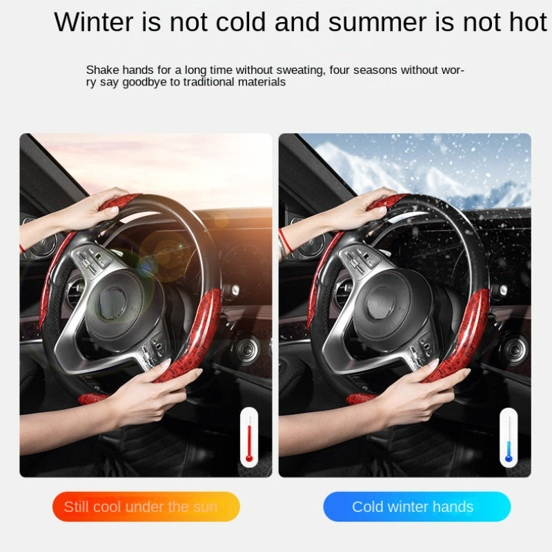 Universal Car Steering Wheel Cover 15 Inch Peach Wood Grain Anti-Skid