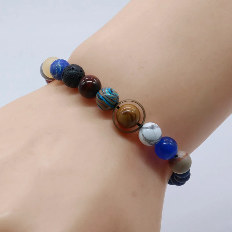 Unisex Solar System Bracelet with Artificial Stones for Men Women Gift