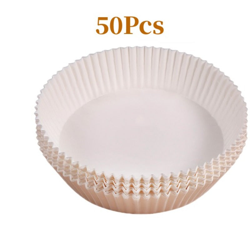 Havo fritözlari uchun bir martalik qog'oz linzalar, 50 yoki 100 ta, yopishmaydigan dumaloq pishirish qog'ozlari