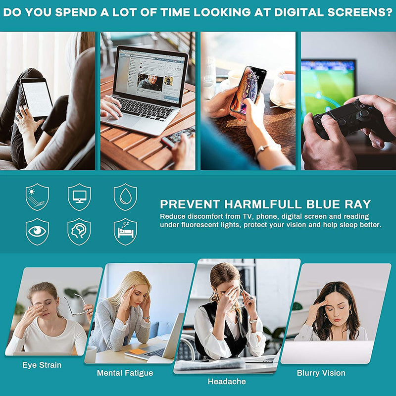 2/3 Pieces Clear Lens Acetate Square Frame Glasses for Computer Gaming Women Men