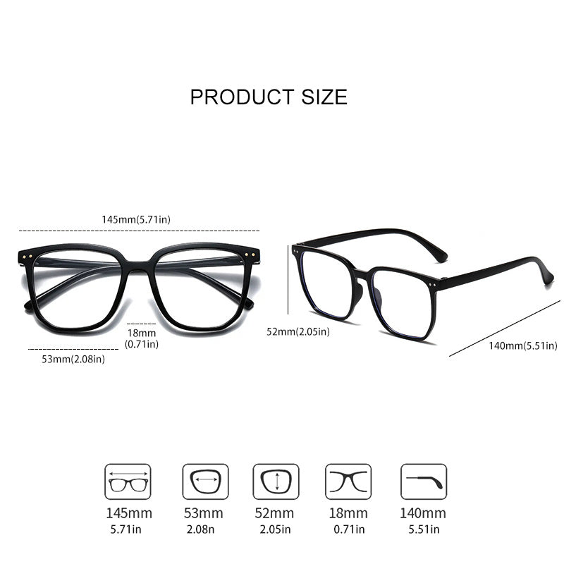 2/3 Pieces Clear Lens Acetate Square Frame Glasses for Computer Gaming Women Men