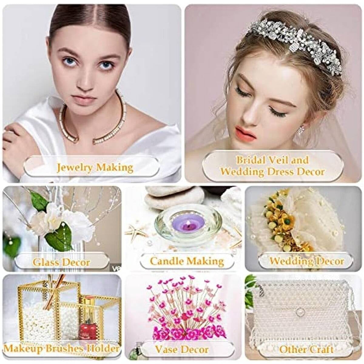 Cuentas de perla de imitación blancas de 2000, 4 mm, para hacer joyería y proyectos de manualidades