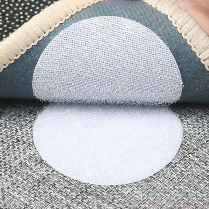 Set of 10 Non-Slip Rug and Sofa Stickers with Adhesive Hook and Loop for Carpets and Furniture