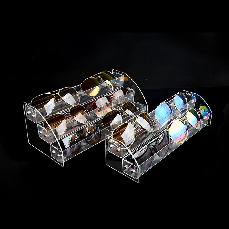 Akril quyoshdan va ko'zoynaklar uchun tashkil etuvchi va ko'zoynaklar uchun ko'rsatish standi, tishli qutichali