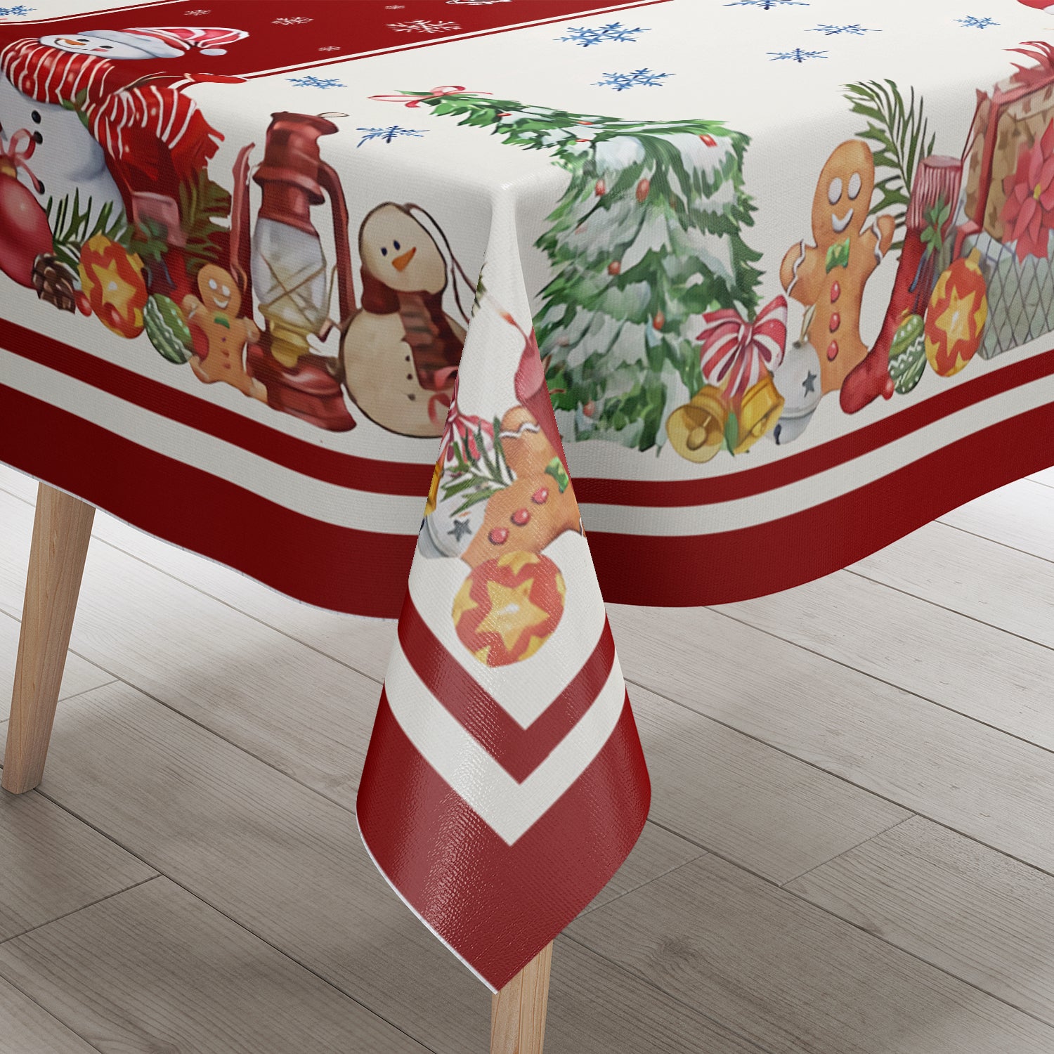 Christmas Themed Tablecloth Waterproof Oil-Proof Rectangular Dining and Coffee Table Cover