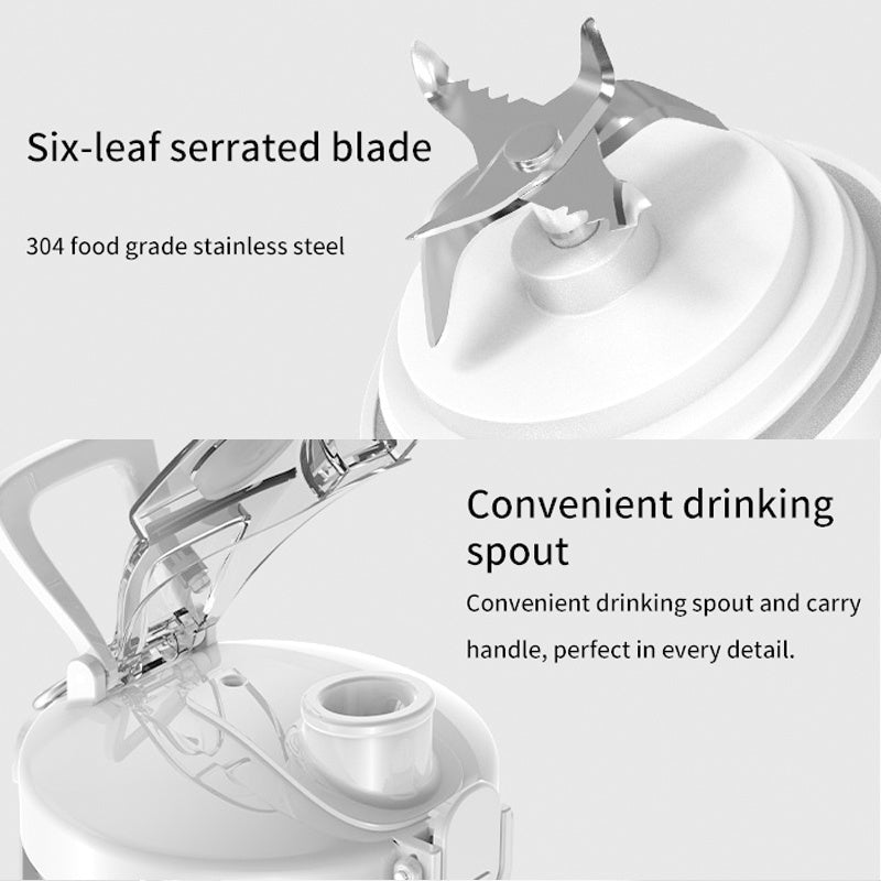 600ml Portable Blender for Smoothies and Shakes USB Rechargeable with 4000mAh Battery Easy-Clean Travel Cup