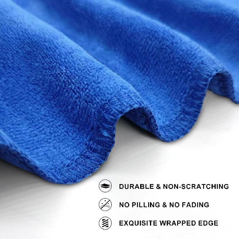 Set of 5 Microfiber Towels, Ultra-Soft, Super Absorbent, Blue