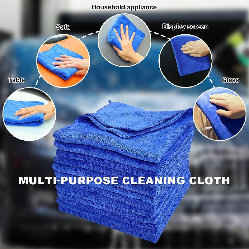 Set of 5 Microfiber Towels, Ultra-Soft, Super Absorbent, Blue