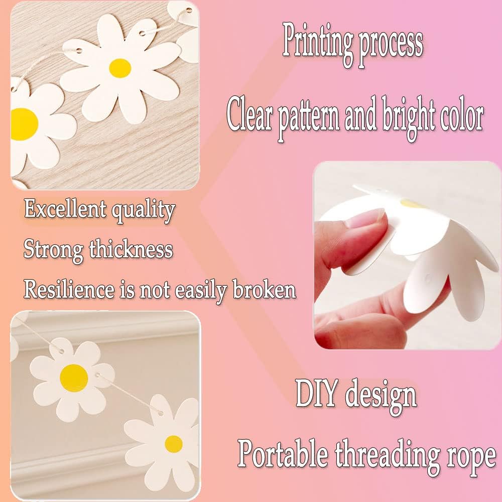 Баннер Дейзи в стиле бохо для вечеринки с белой цветочной гирляндой - идеально подходит для мероприятий на открытом воздухе или в помещении, таких как девичники или дни рождения. Включает стильные подарки для гостей.