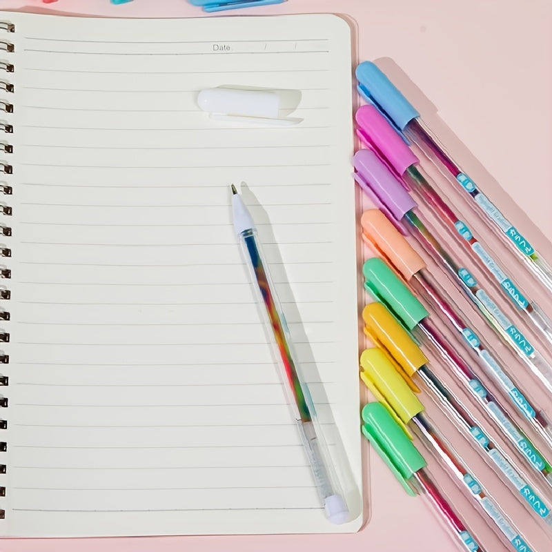 6 ta Rangli Oqim Gel Qalamlar, Yaltirash Ranglar bilan