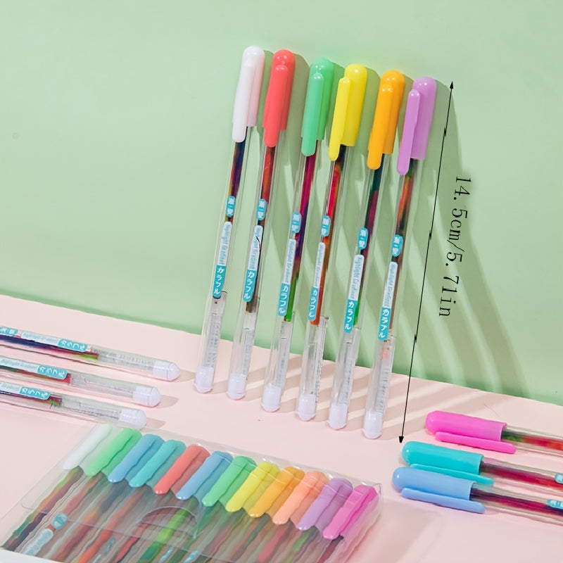 6 ta Rangli Oqim Gel Qalamlar, Yaltirash Ranglar bilan