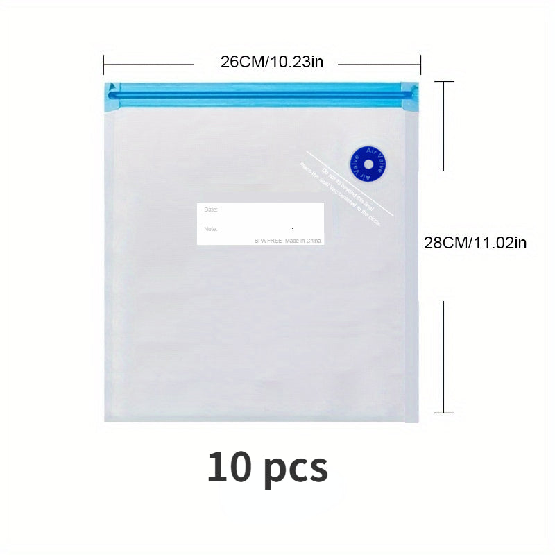 10 ta Oila Bo'shliqni Saqlash Sumkasi Oziq-ovqat, Meva va Oshxona Ta'minotlari uchun, Siqish va O'z-o'zidan Möhkamlash Pakkasi bilan
