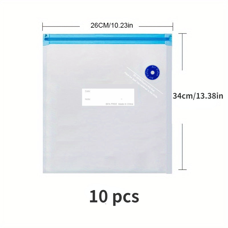 10 ta Oila Bo'shliqni Saqlash Sumkasi Oziq-ovqat, Meva va Oshxona Ta'minotlari uchun, Siqish va O'z-o'zidan Möhkamlash Pakkasi bilan