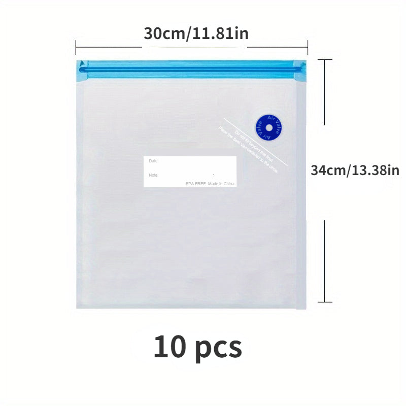 10 ta Oila Bo'shliqni Saqlash Sumkasi Oziq-ovqat, Meva va Oshxona Ta'minotlari uchun, Siqish va O'z-o'zidan Möhkamlash Pakkasi bilan
