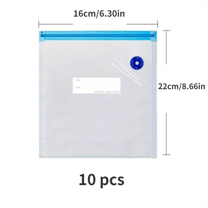 10 ta Oila Bo'shliqni Saqlash Sumkasi Oziq-ovqat, Meva va Oshxona Ta'minotlari uchun, Siqish va O'z-o'zidan Möhkamlash Pakkasi bilan