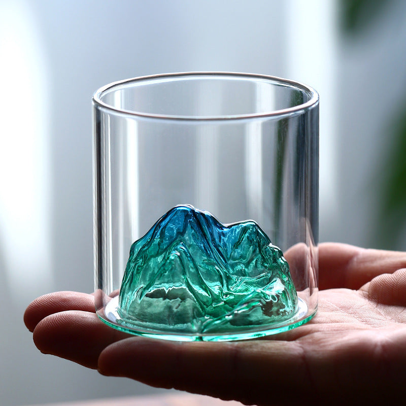 Glassware 1 Piece Mountain Pattern Glass Cup for Drinking Beverages All Seasons