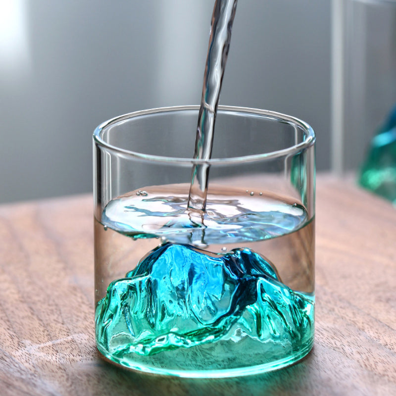 Glassware 1 Piece Mountain Pattern Glass Cup for Drinking Beverages All Seasons
