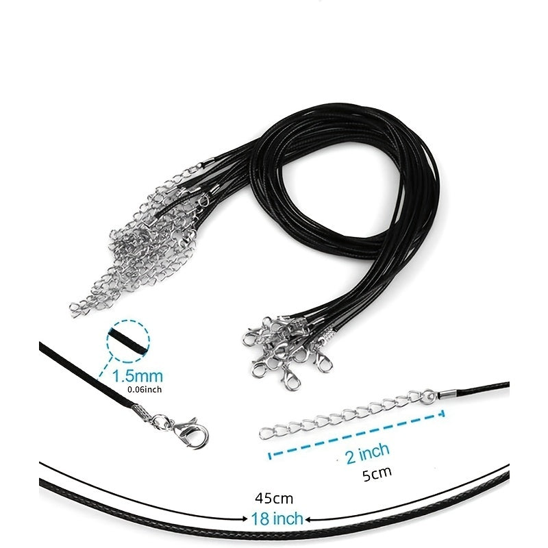 Set of 15 Multicolor Crystal Chakra Pendants with Black Leather Necklace Chain Jewelry