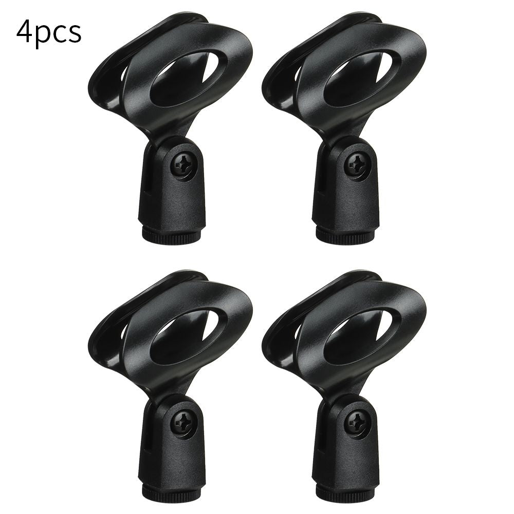 Universal Microphone Clip Holder Set for Wired and Wireless Microphones Durable Rotatable Black 4 Pack