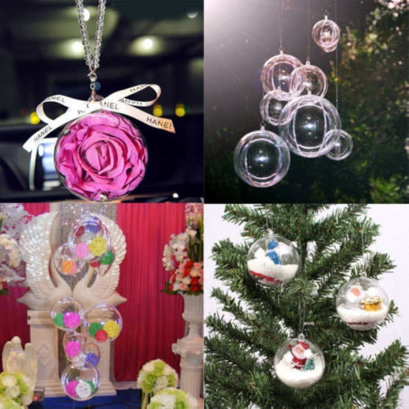 10 Clear Plastic Round Ball Christmas Tree Decorations for Party Wedding Home Decor