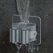 Organizador de pared para fregona y escoba, instalación sin taladro, ganchos de plástico ajustables, almacenamiento en cocina, baño y garaje