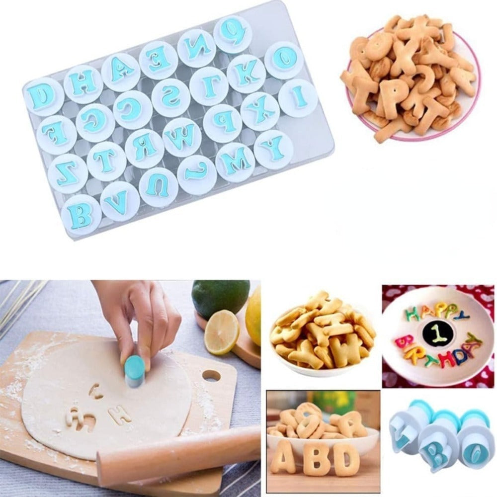 Baking Mold Set with Alphabet Fondant Cookie Cutter Plunger Embosser for Cake