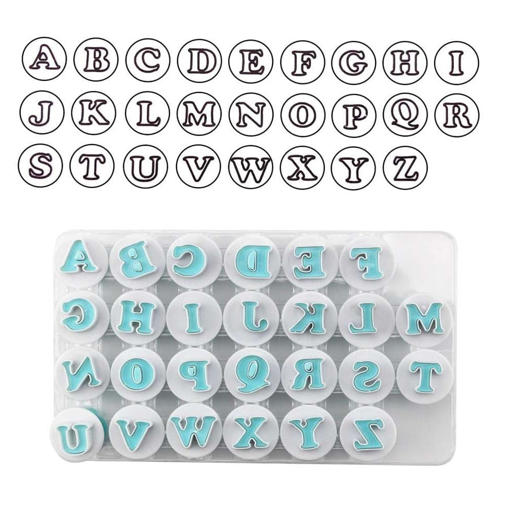Baking Mold Set with Alphabet Fondant Cookie Cutter Plunger Embosser for Cake