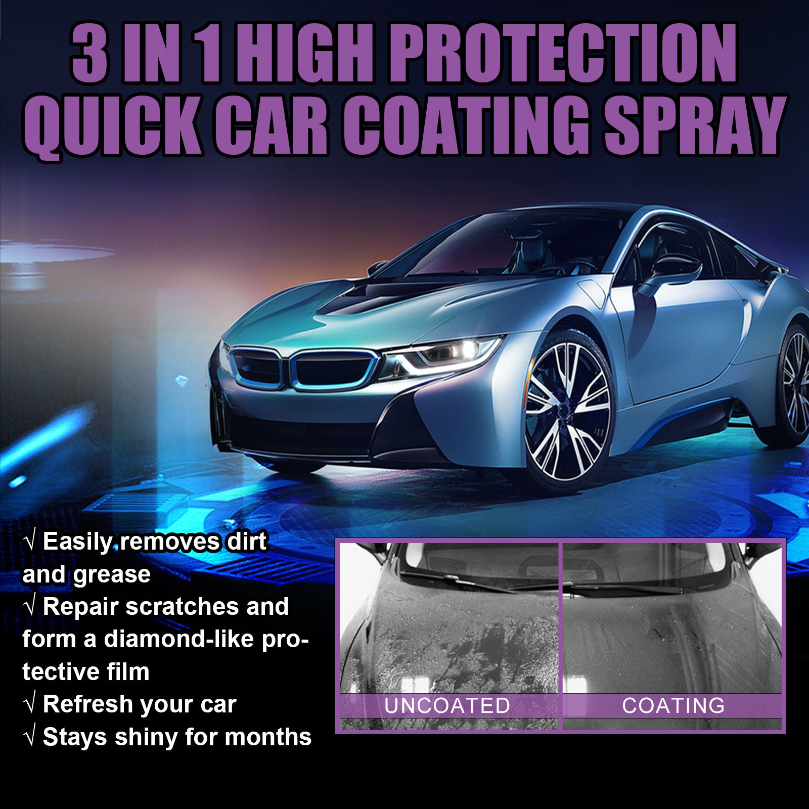 3-in-1 Car Coating Spray High Protection Fast Paint Color Change