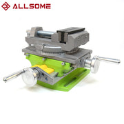 Aluminum Alloy Bench Vise with Swivel Base and Worktable for Milling and Drilling
