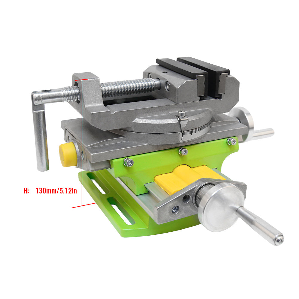 Aluminum Alloy Bench Vise with Swivel Base and Worktable for Milling and Drilling