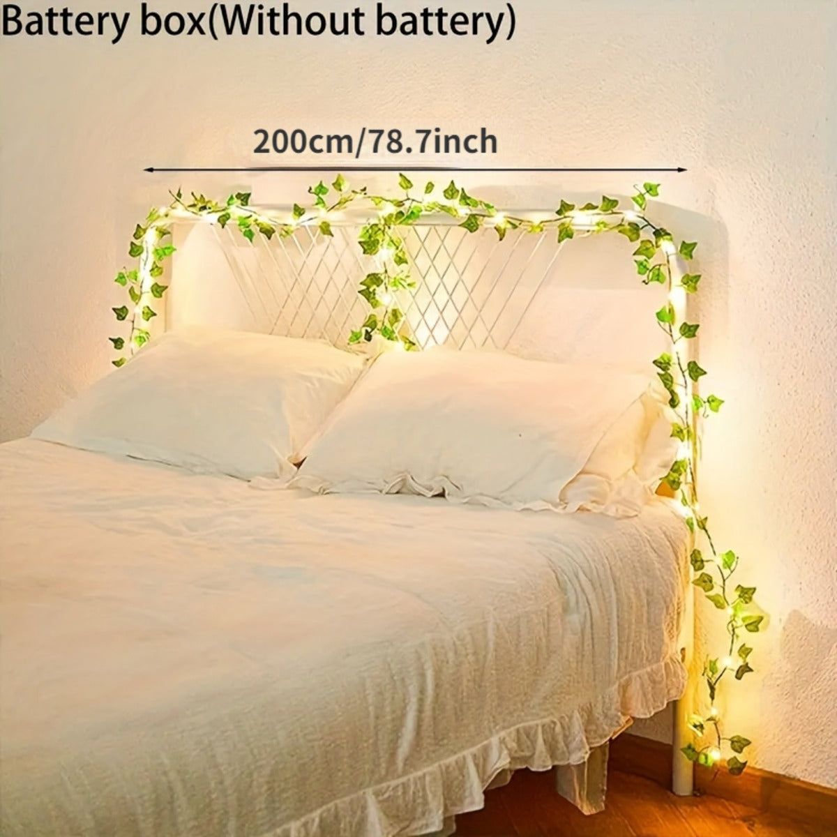Artificial Ivy Decor 2m with 20 LED Lights Battery Powered for Holiday Home Decor