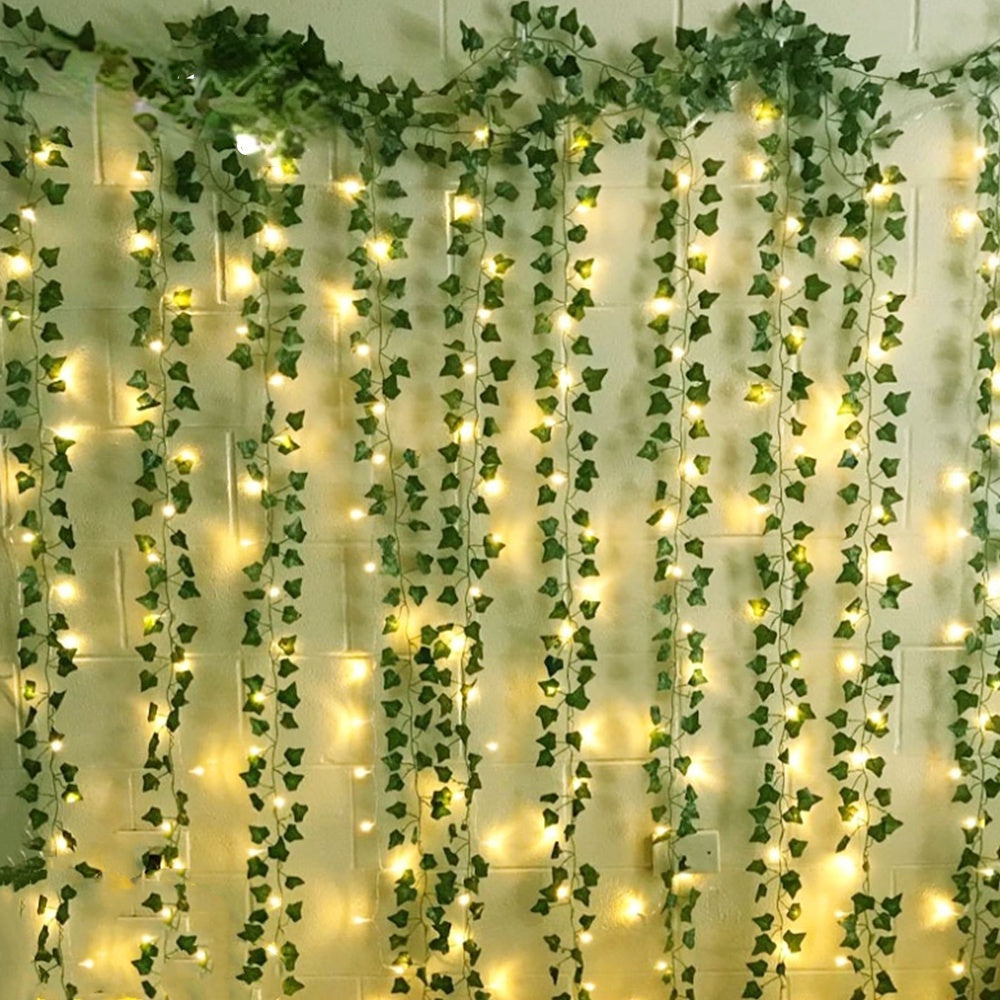 Artificial Ivy Decor 2m with 20 LED Lights Battery Powered for Holiday Home Decor