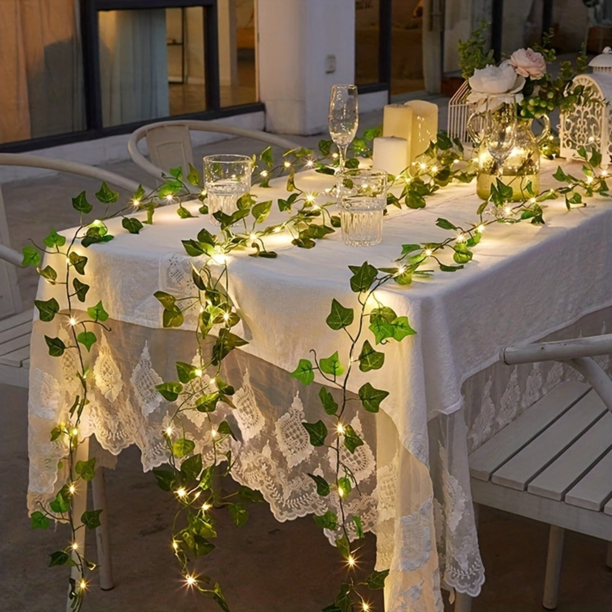 Artificial Ivy Decor 2m with 20 LED Lights Battery Powered for Holiday Home Decor