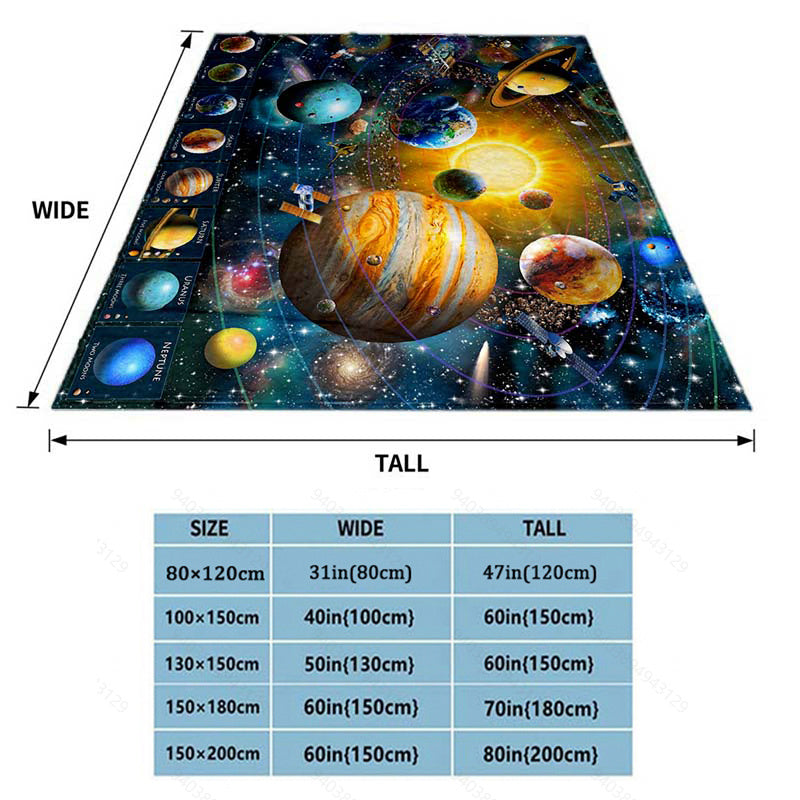 Cosmic Planet Design Flannel Throw Blanket Lightweight Cozy for Sofa Bed Travel Camping