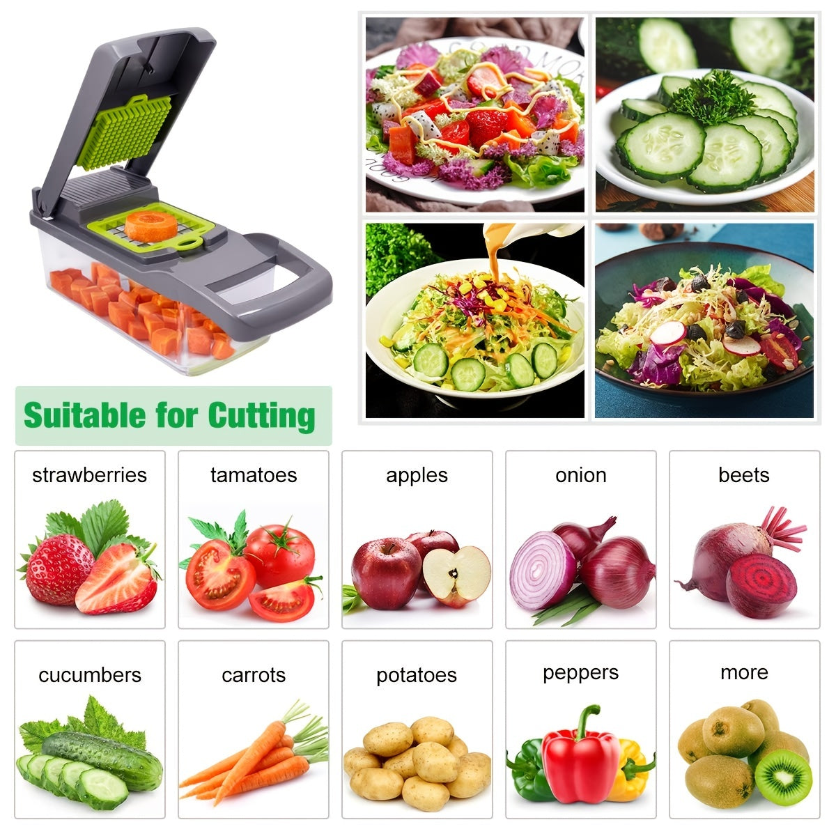 14-Inch Multifunctional Vegetable Chopper for Onion, Potato, Tomato, Cucumber, Carrot