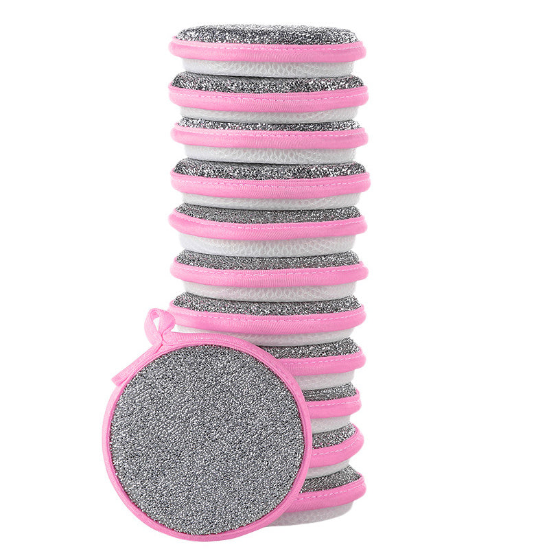 Dual-Sided Microfiber Kitchen Sponges Pack of 12 Pink Green Yellow Reusable Scrubbing