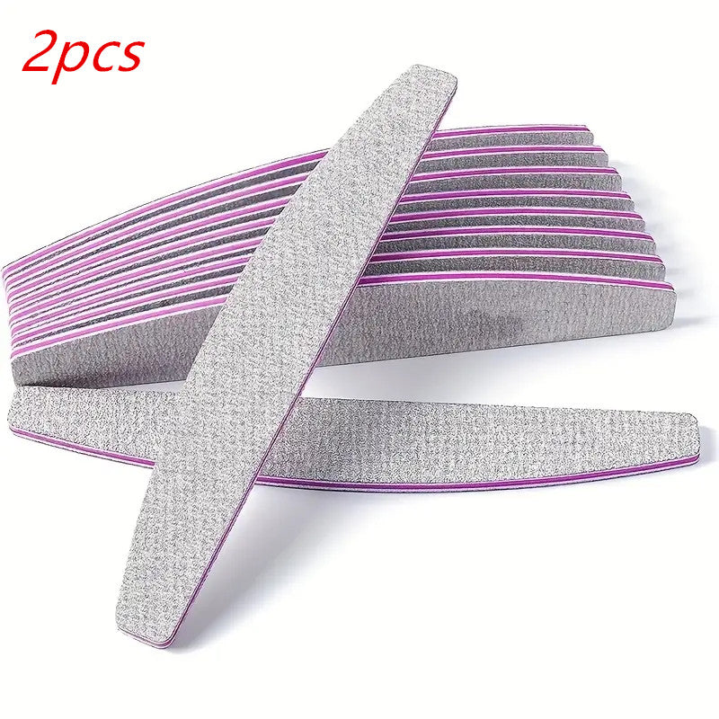 2pcs Nail Files and Buffers, 100/180 Grit, Durable Sandpaper for Manicure