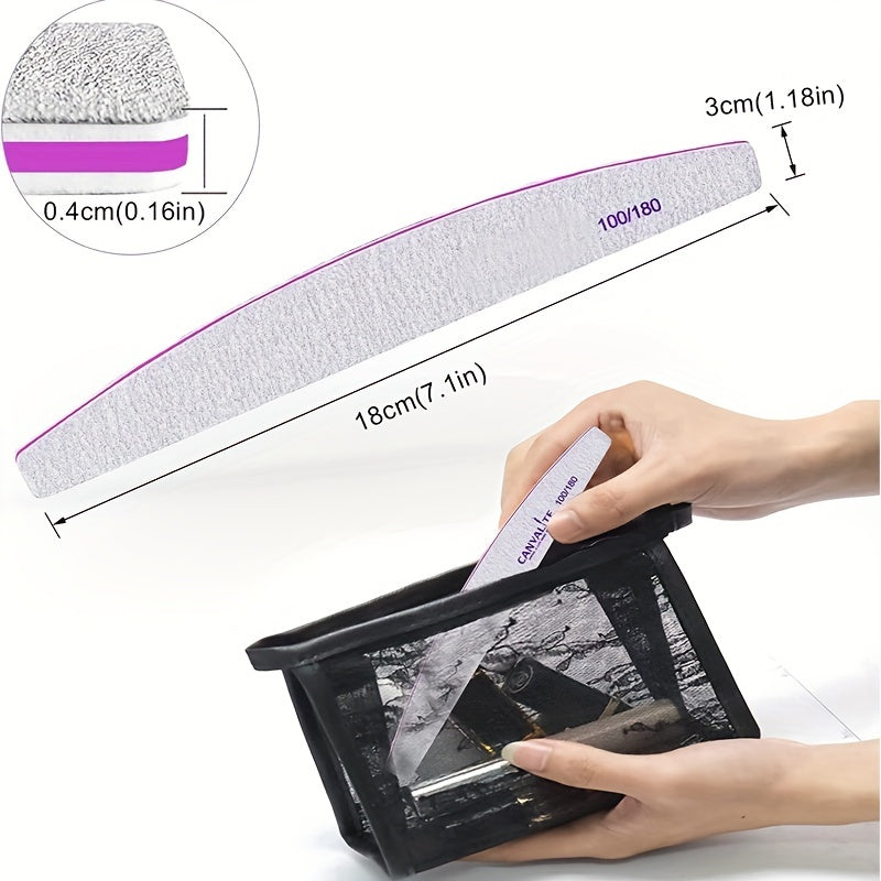 2pcs Nail Files and Buffers, 100/180 Grit, Durable Sandpaper for Manicure