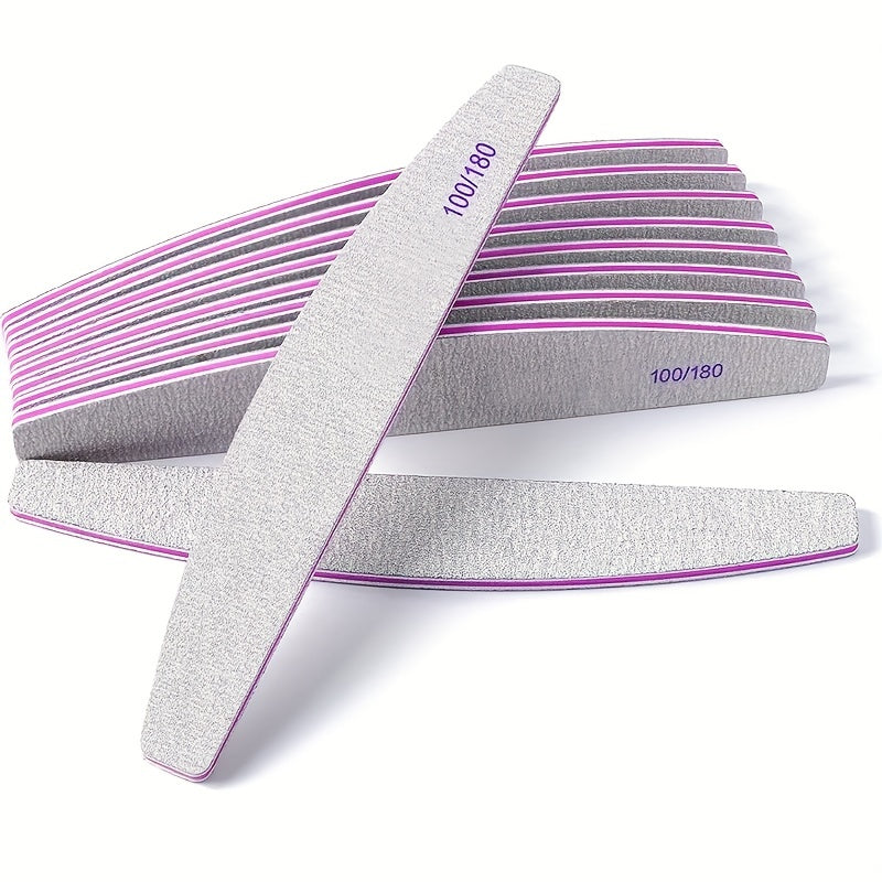 2pcs Nail Files and Buffers, 100/180 Grit, Durable Sandpaper for Manicure