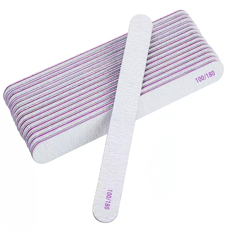 2pcs Nail Files and Buffers, 100/180 Grit, Durable Sandpaper for Manicure
